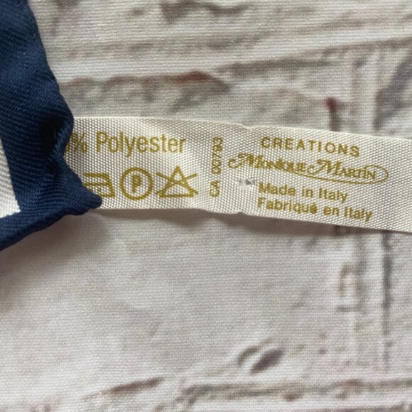 Monique Martin Navy Blue & White Square Scarf With Floral Design - Picture 5 of 5